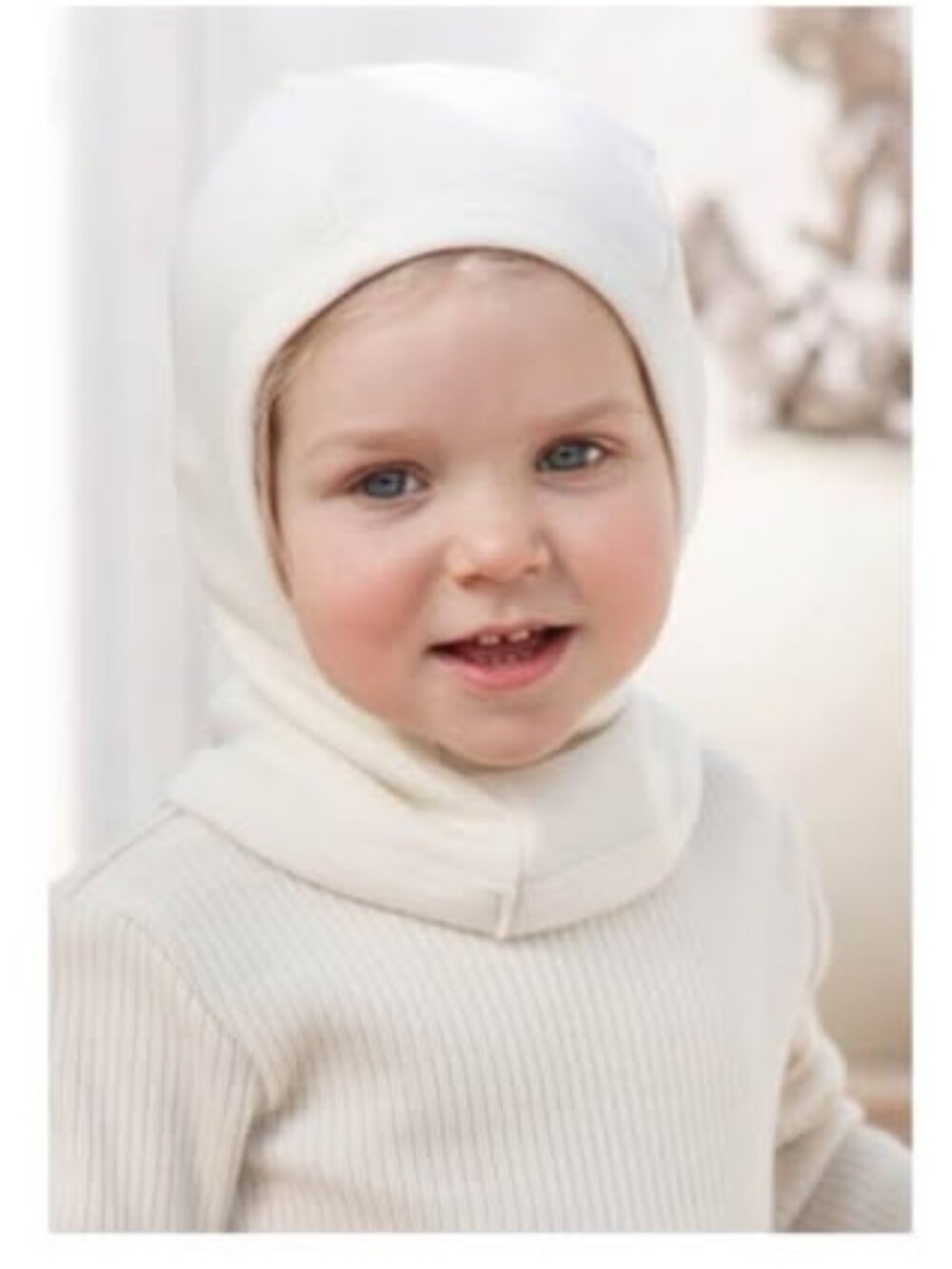 Green Rose Merino wool and silk baby balaclava size 0-6 months 38 cm head size